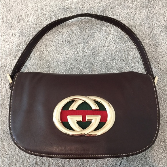 Gucci Handbags - Gucci Brown Leather Britt Shoulder Handbag
